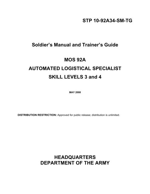 STP 10-92A34-SM-TG Soldier's Manual and Trainer's ... - AskTOP