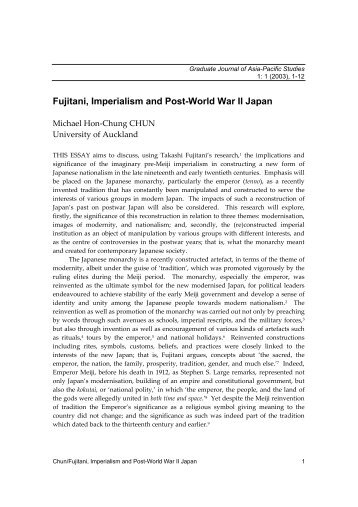 Fujitani, Imperialism and Post-World War II Japan