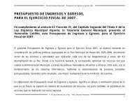 PRESUPUESTO DE INGRESOS Y EGRESOS, PARA EL ...