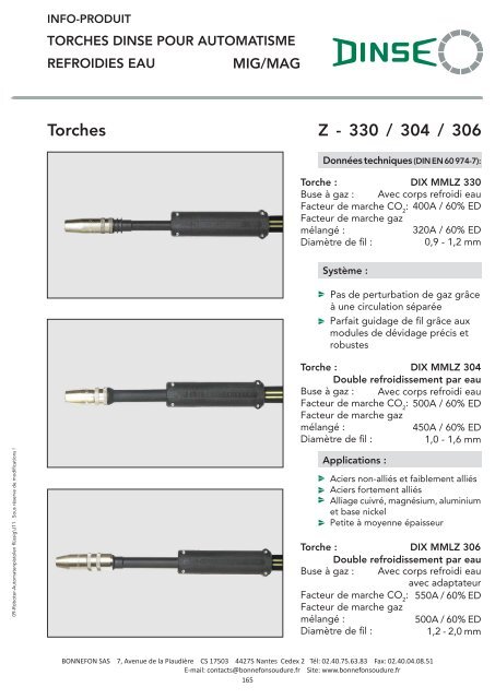 Catalogue DINSE pour automatisme - Bonnefon Soudure