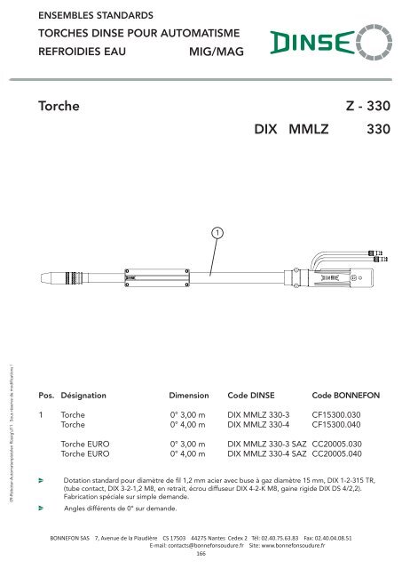 Catalogue DINSE pour automatisme - Bonnefon Soudure