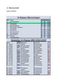 Spielplan A-Klasse MM 2002/2003 - FC Heimertingen