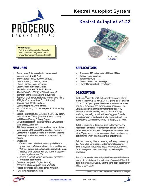 Kestrel Autopilot System - Unmanned Aircraft & Drones