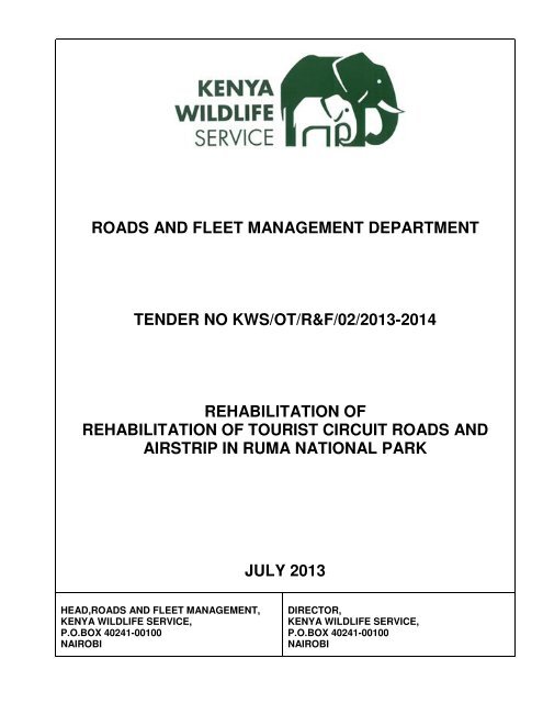 ROAD IN RUMA N. PARK Wiga - Kenya Wildlife Service