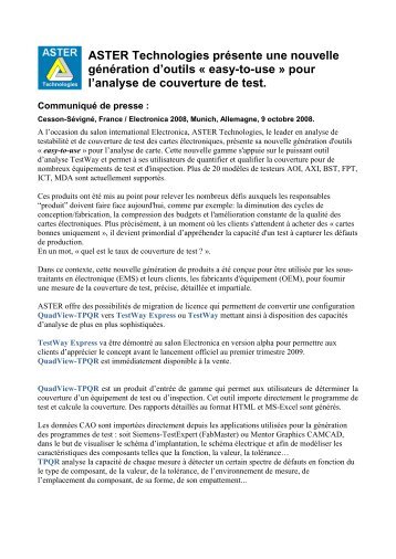 Revue de presse - ASTER Technologies