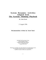System Dynamics Activities Adapted from The Systems Thinking ...