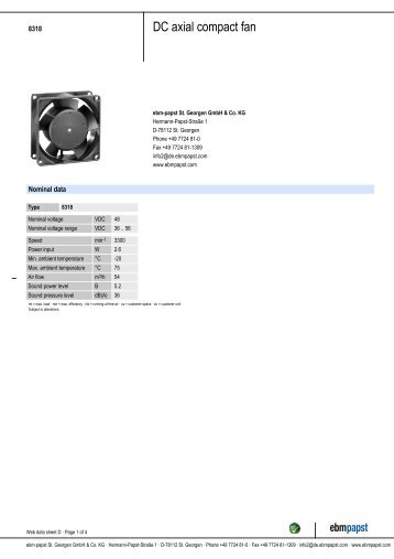 Product data sheet 8318 - ebm-papst