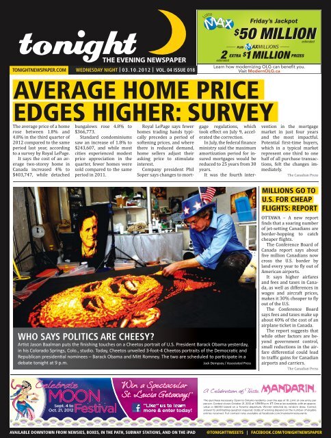 average home price edges higher: survey - tonight Newspaper