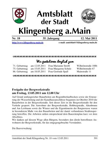 Amtsblatt Nr. 18 - Klingenberg am Main