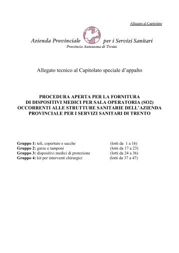 Allegato tecnico al Capitolato speciale d'appalto - fareonline.it