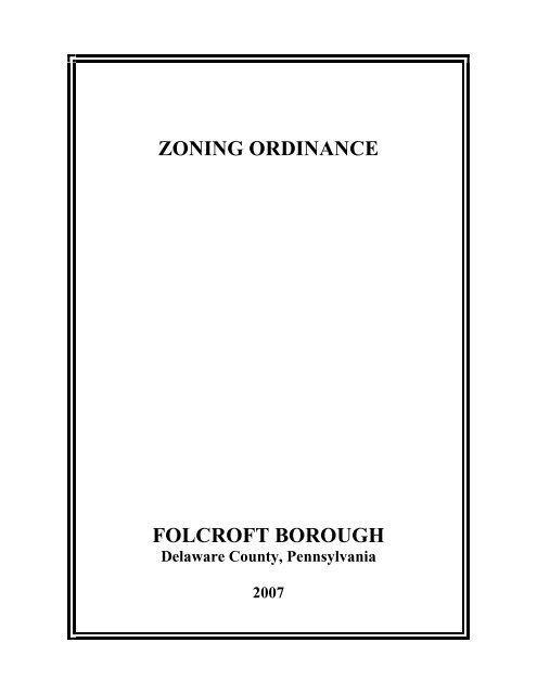 Folcroft Borough Zoning Ordinance - E-Library