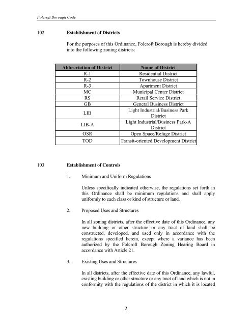 Folcroft Borough Zoning Ordinance - E-Library