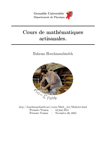 Cours de mathématiques artisanales. - Cours Houchmandzadeh