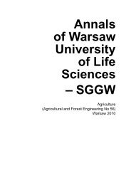 Annals of Warsaw University of Life Sciences – SGGW