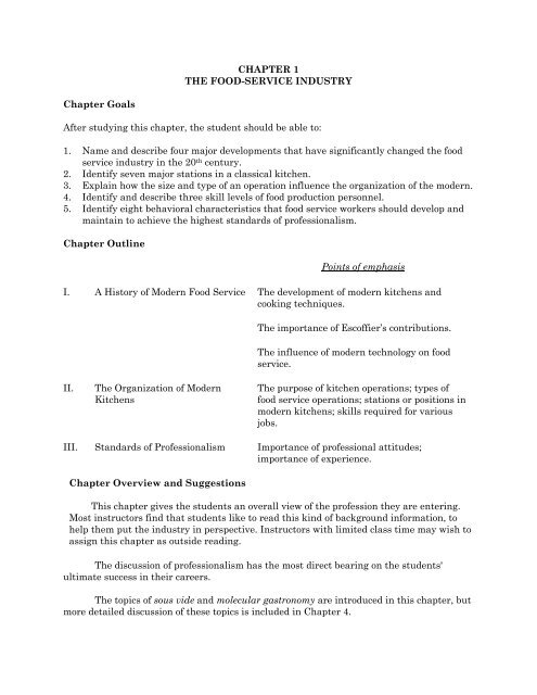 CULA 151 - Introduction to Food Service