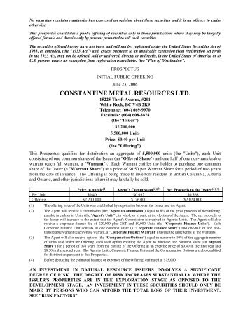 Constantine IPO Prospectus - Constantine Metal Resources