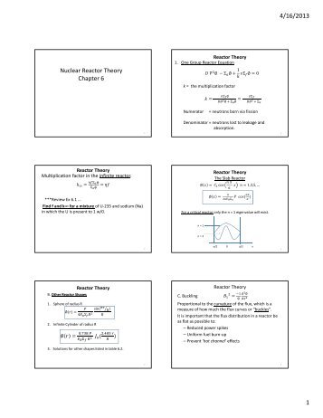 Nuclear Reactor Theory Chapter 6