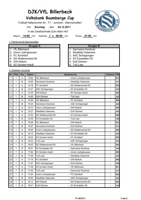 DJK/VfL Billerbeck Volksbank Baumberge Cup