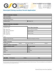 Filming Permit Application Form - City of Guelph