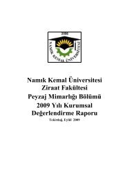 Namık Kemal Üniversitesi Ziraat Fakültesi Peyzaj Mimarlığı Bölümü ...