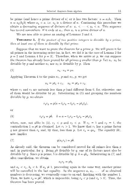 SELECTED CHAPTERS FROM ALGEBRA I. R. Shafarevich Preface