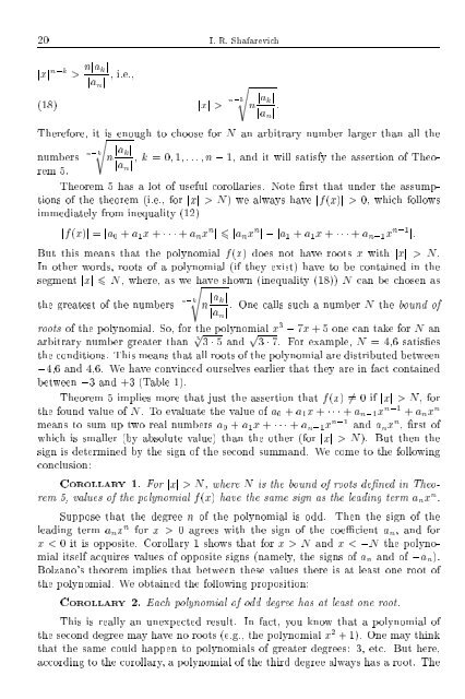 SELECTED CHAPTERS FROM ALGEBRA I. R. Shafarevich Preface