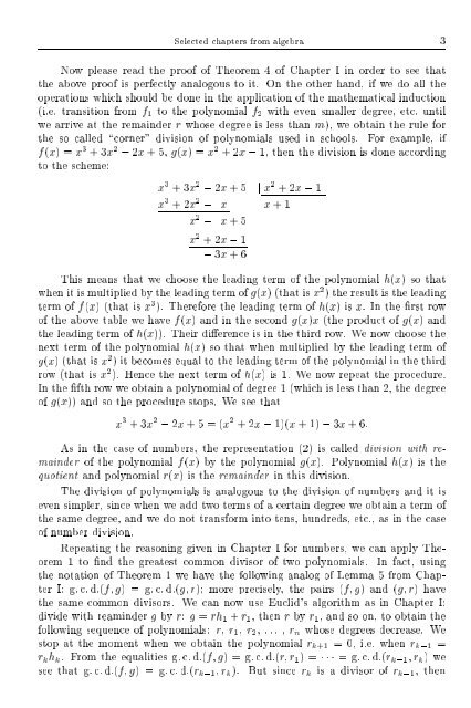 SELECTED CHAPTERS FROM ALGEBRA I. R. Shafarevich Preface