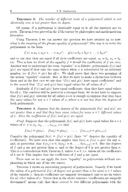 SELECTED CHAPTERS FROM ALGEBRA I. R. Shafarevich Preface