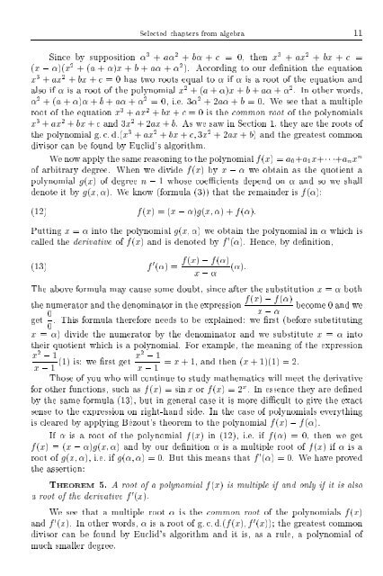 SELECTED CHAPTERS FROM ALGEBRA I. R. Shafarevich Preface