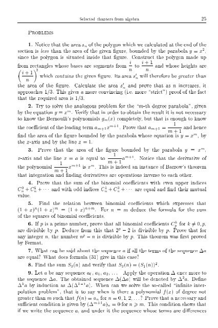 SELECTED CHAPTERS FROM ALGEBRA I. R. Shafarevich Preface