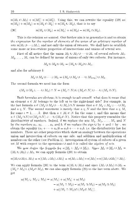 SELECTED CHAPTERS FROM ALGEBRA I. R. Shafarevich Preface