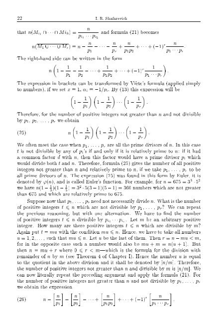 SELECTED CHAPTERS FROM ALGEBRA I. R. Shafarevich Preface