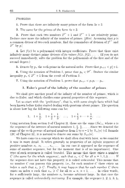 SELECTED CHAPTERS FROM ALGEBRA I. R. Shafarevich Preface