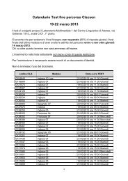 Calendario Test fine percorso Clacson 19-22 marzo 2013 - Centro ...