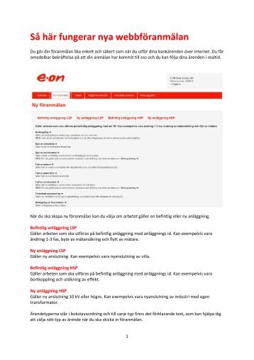 Instruktion webb fÃ¶ranmÃ¤lan - E-on