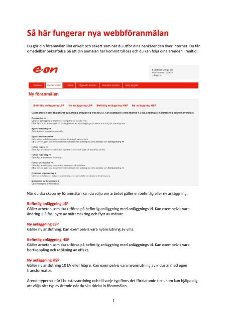 Instruktion webb fÃ¶ranmÃ¤lan - E-on