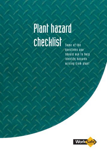Plant Hazard Checklist - WorkSafe Victoria