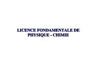LICENCE FONDAMENTALE DE PHYSIQUE - CHIMIE