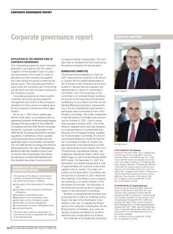 Corporate governance report - Intrum Justitia