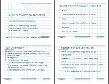 BULK DEFORMATION PROCESSES Bulk Deformation Importance ...