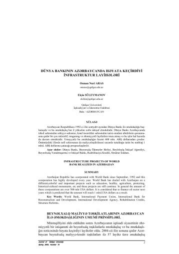 dünya bankının azərbaycanda həyata keçirdiyi infrastruktur layihələri