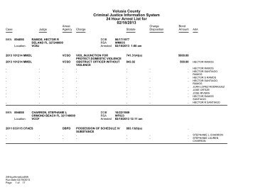 Volusia County Criminal Justice Information System 24 Hour Arrest ...