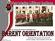 Orientation for Parents - New Mexico Military Institute