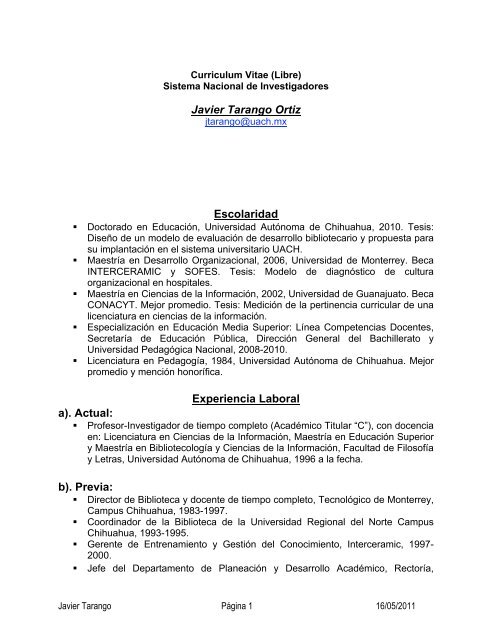 Dr. Javier Tarango. - CUDD - Universidad AutÃ³noma de Chihuahua