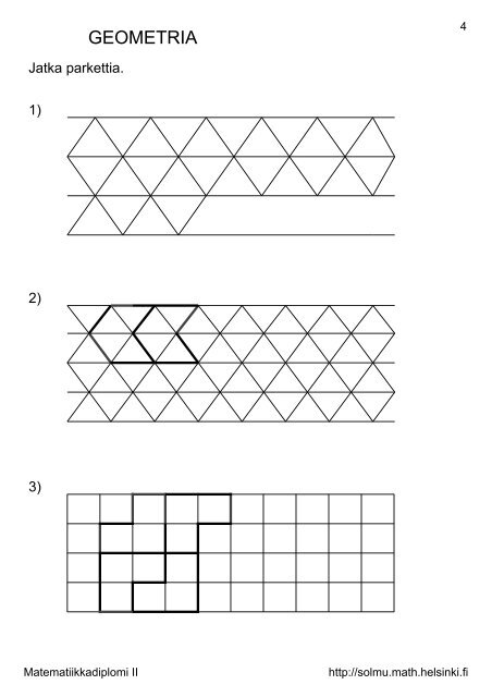 Matematiikkadiplomi II - tehtävät - Helsinki.fi