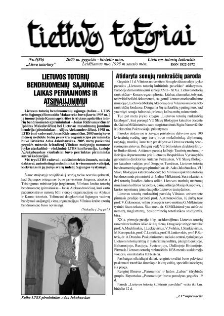 Lietuvos totoriai Nr. 86 - TautiniÅ³ bendrijÅ³ namai