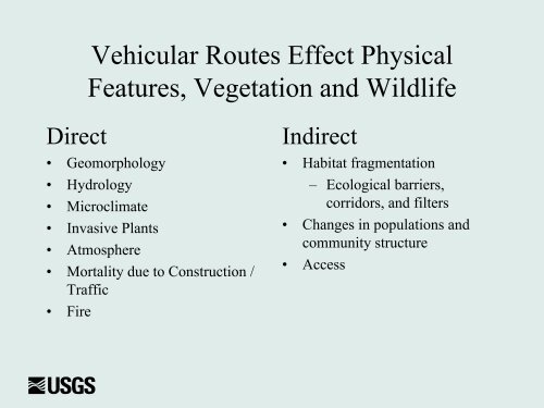 Ecological Effects of Vehicular Routes in the Mojave Desert: State-of ...