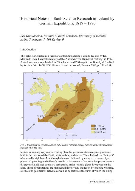 Historical Notes on Earth Science Research in Iceland by German ...