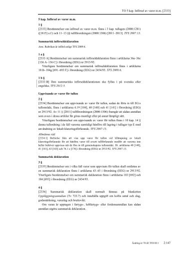 TFH III:1 Tullkodex m.m. - flik 2 - Tullverket