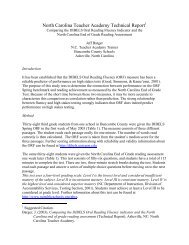 North Carolina Teacher Academy Technical Report1 - Dibels